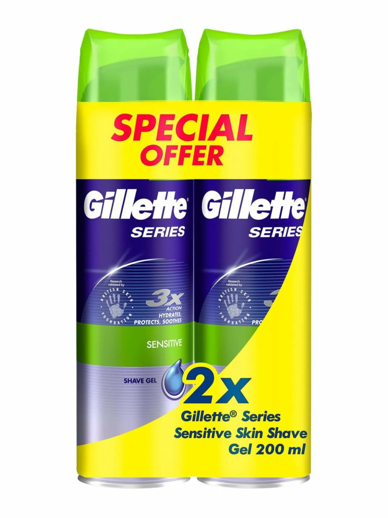 Gillette Sensitive Skin -parranajogeeli tuplapakkaus 2 x 200 ml^ Kasvojenhoito