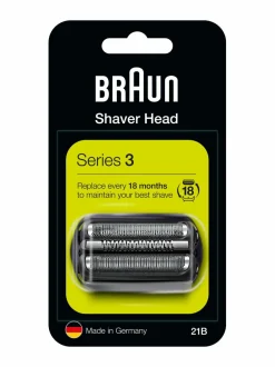 Ihokarvanpoisto<Braun Series 3 21B -parranajokoneen teräverkko ja terät BLACK