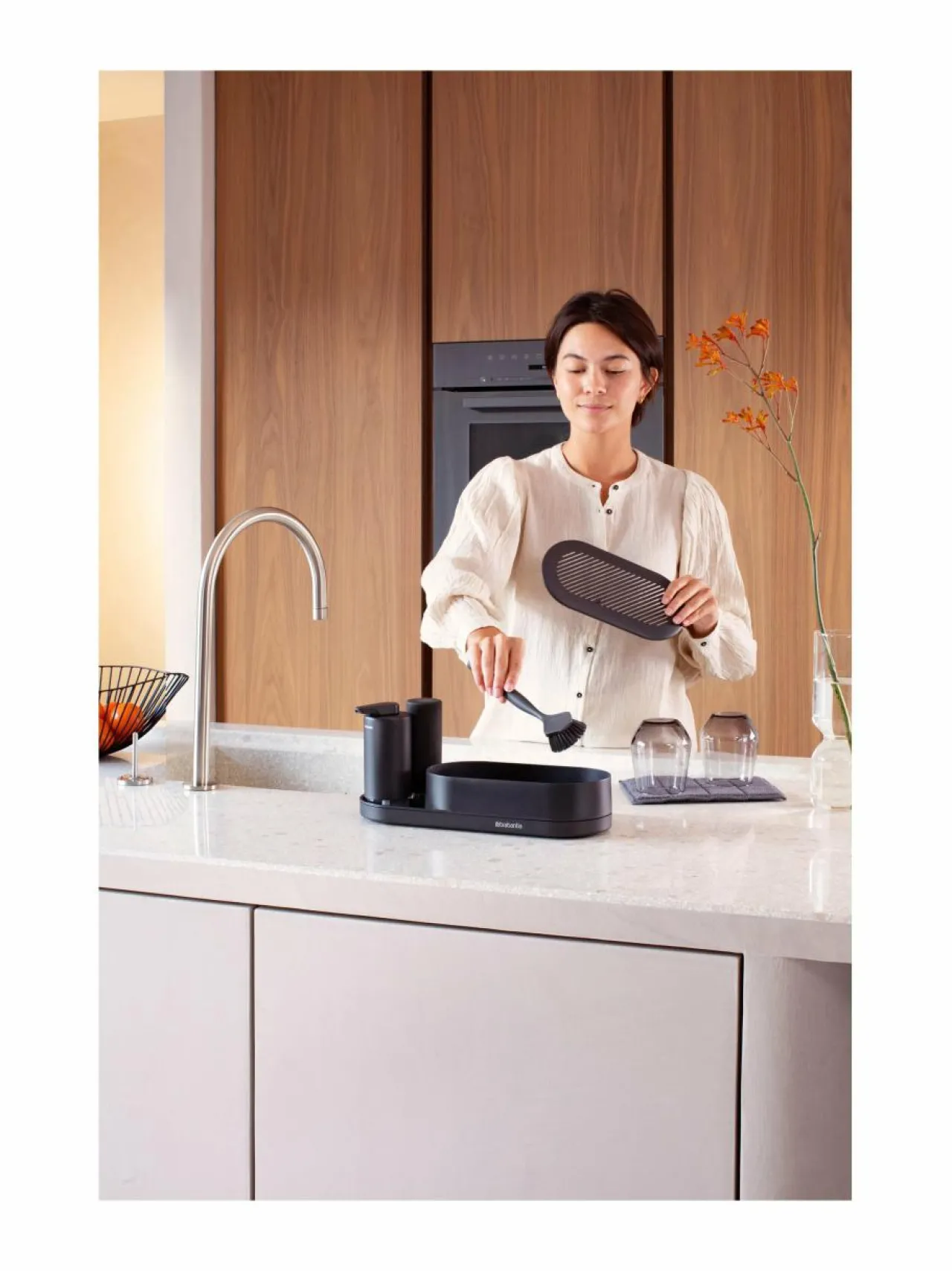 Keittiötarvikkeet<Brabantia SinkStyle -tiskipöydän järjestelysetti GREY MINERAL INFINITE GREY