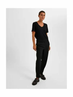 Housut<Selected SlfRita Ria Cropped -housut BLACK