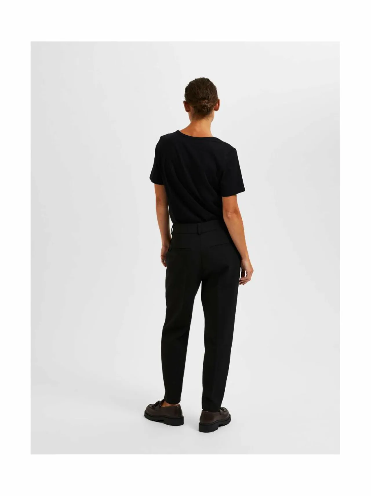Housut<Selected SlfRita Ria Cropped -housut BLACK