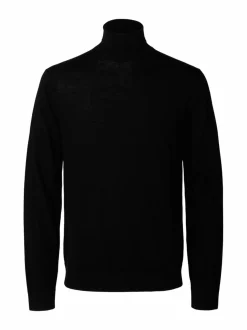 Neuleet<Selected SlhTray Merino Roll Neck -neule BLACK