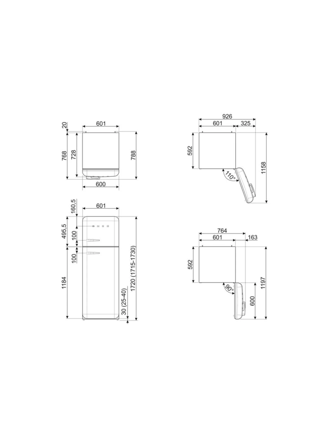 Smeg FAB30RBL5 -jääkaappipakastin, musta oikeakätinen^ Jääkaapit Ja Pakastimet