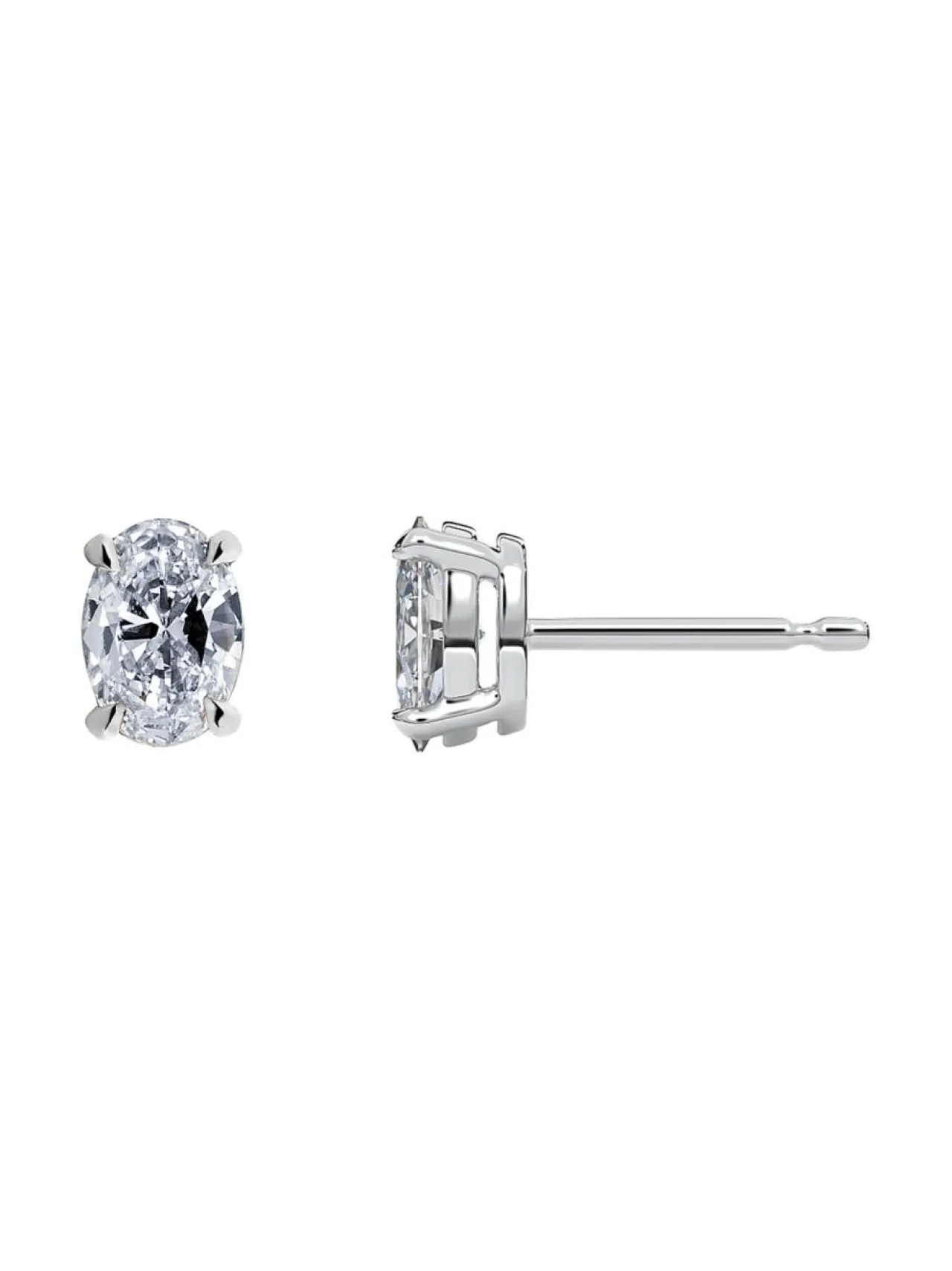 Korut<Macor Jewellery Soli Ovaali -timanttikorvakorut VALKOKULTA