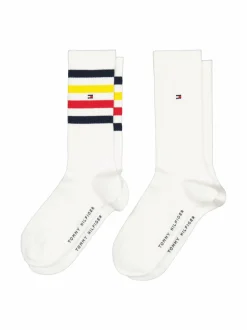 Sukat<Tommy Hilfiger Sport Stripe -sukat 2-pack 002 WHITE