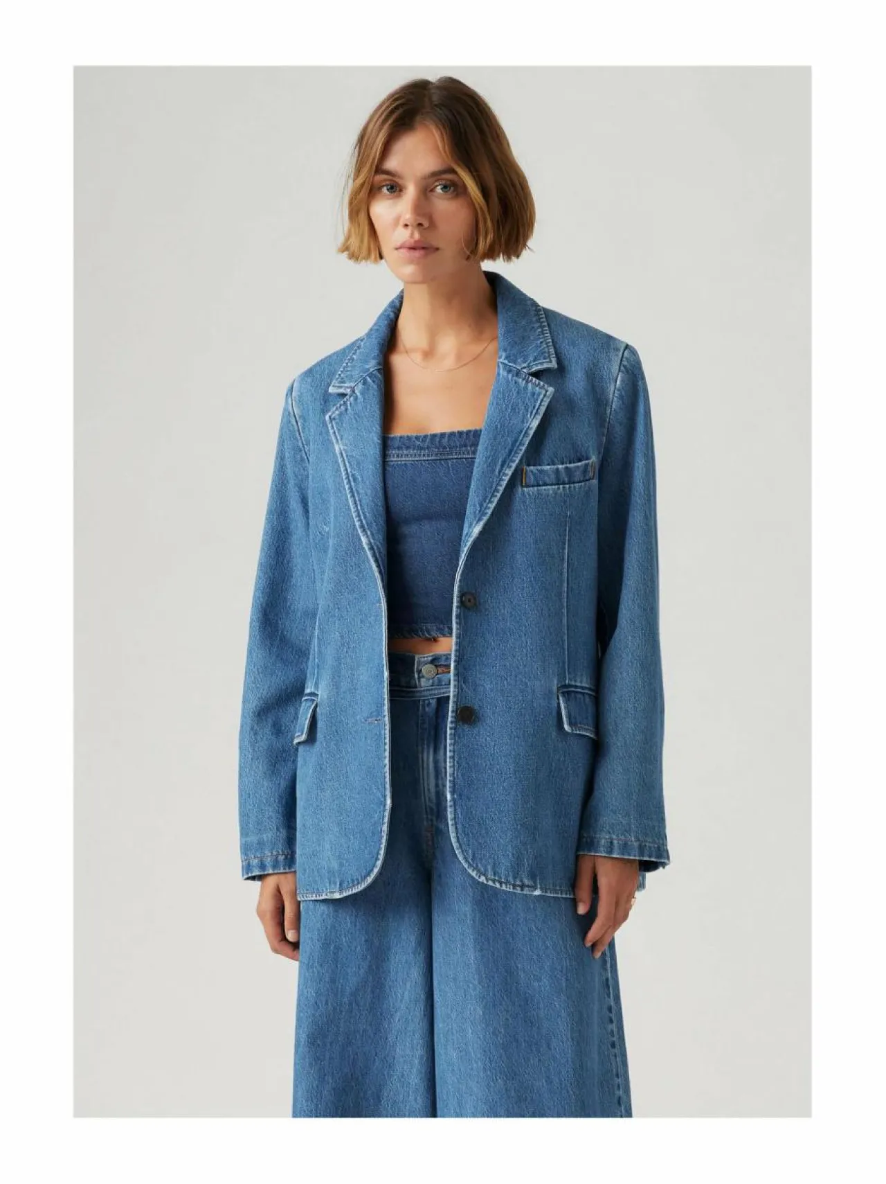 Bleiserit & Jakut<Levi's Stella Relaxed -farkkubleiseri 245 MED INDIGO FLAT FINISH