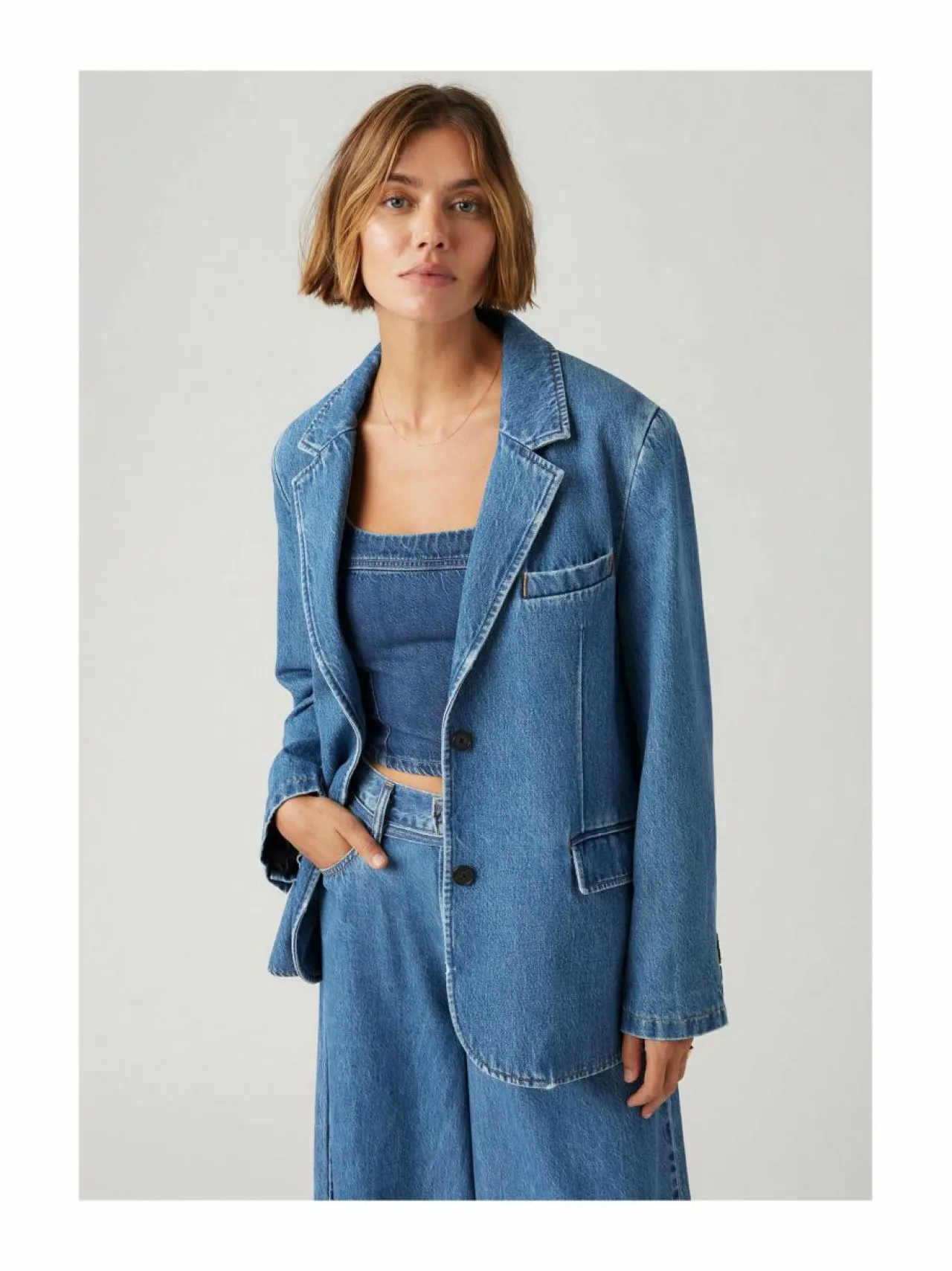 Bleiserit & Jakut<Levi's Stella Relaxed -farkkubleiseri 245 MED INDIGO FLAT FINISH
