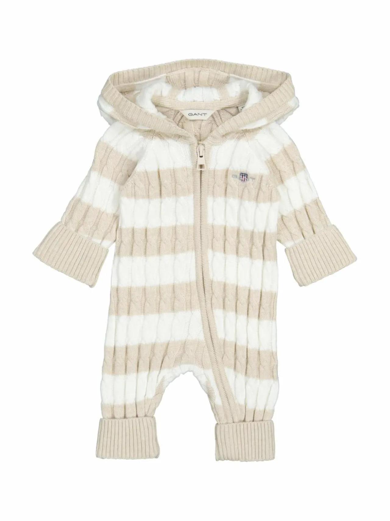 Bodyt & Potkupuvut<GANT Striped Cotton Cable -neulehaalari 291 LIGHT BEIGE MELANGE