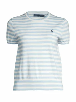 Neuleet<Polo Ralph Lauren Striped Logo -neulepusero POND BLUE HTHR/DECKWASH WHT