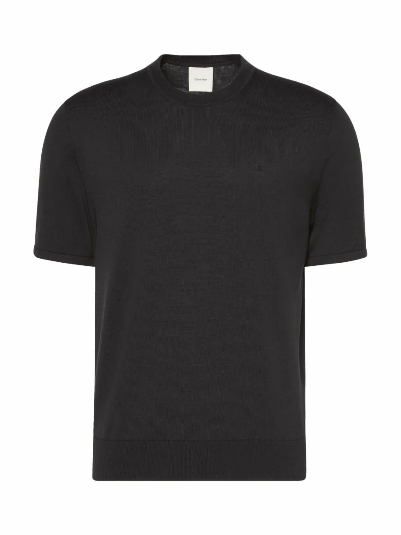 Neuleet<Calvin Klein Menswear Supima Cotton Crew -lyhythihainen neulepaita UB1 BLACK