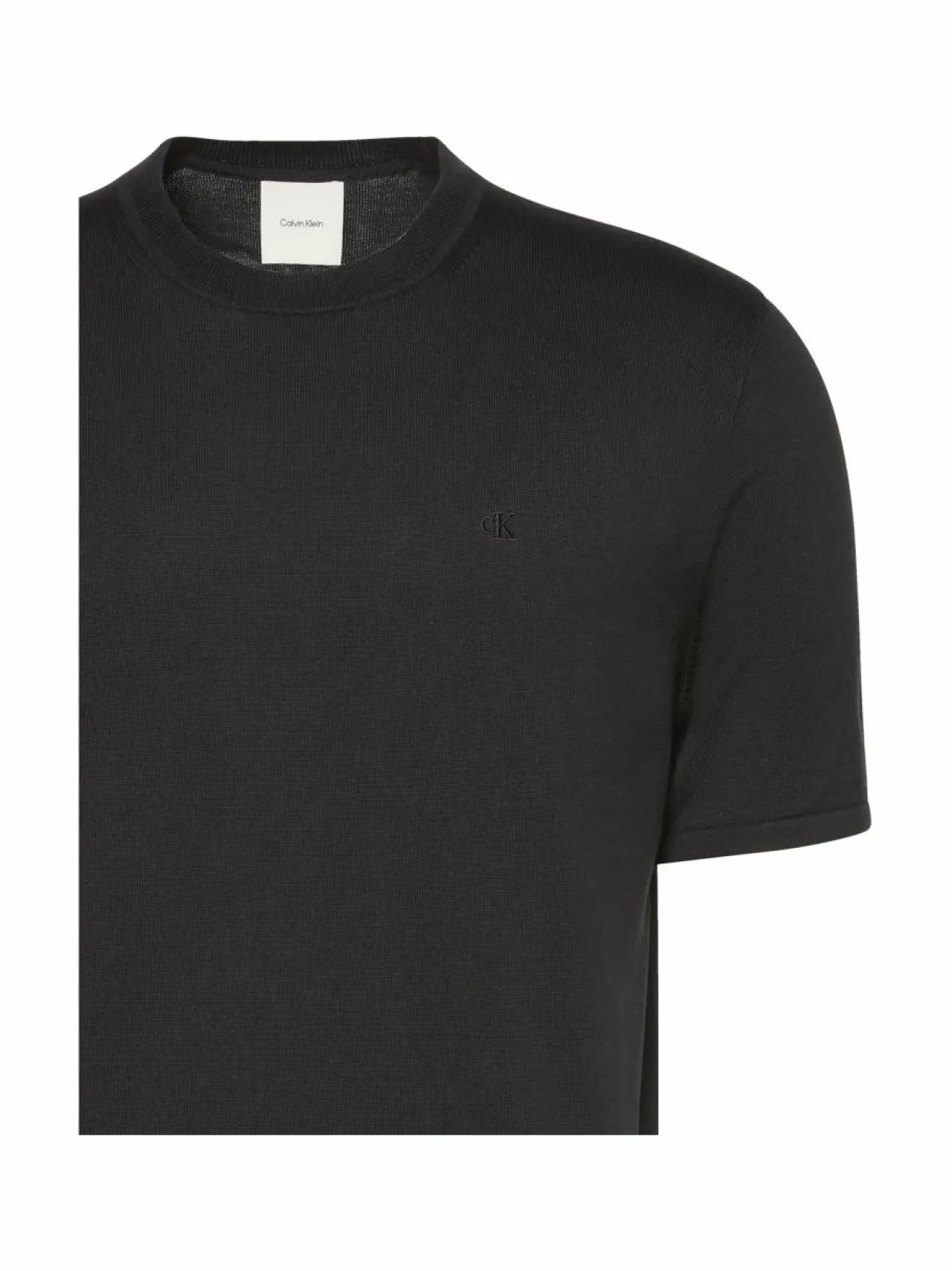 Neuleet<Calvin Klein Menswear Supima Cotton Crew -lyhythihainen neulepaita UB1 BLACK