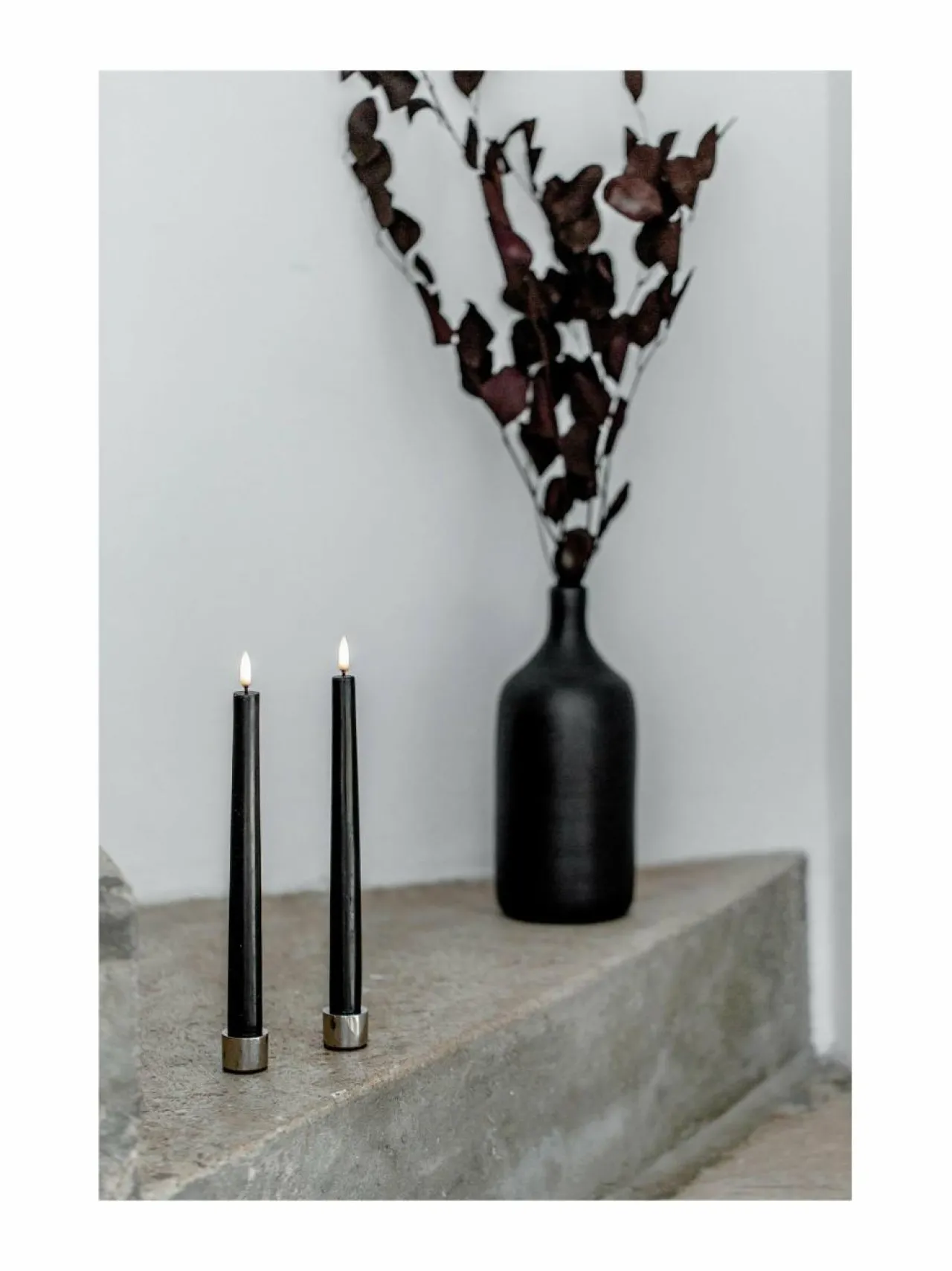 Jouluvalot<UYUNI Taper LED -pöytäkynttilä, 2 kpl BLACK
