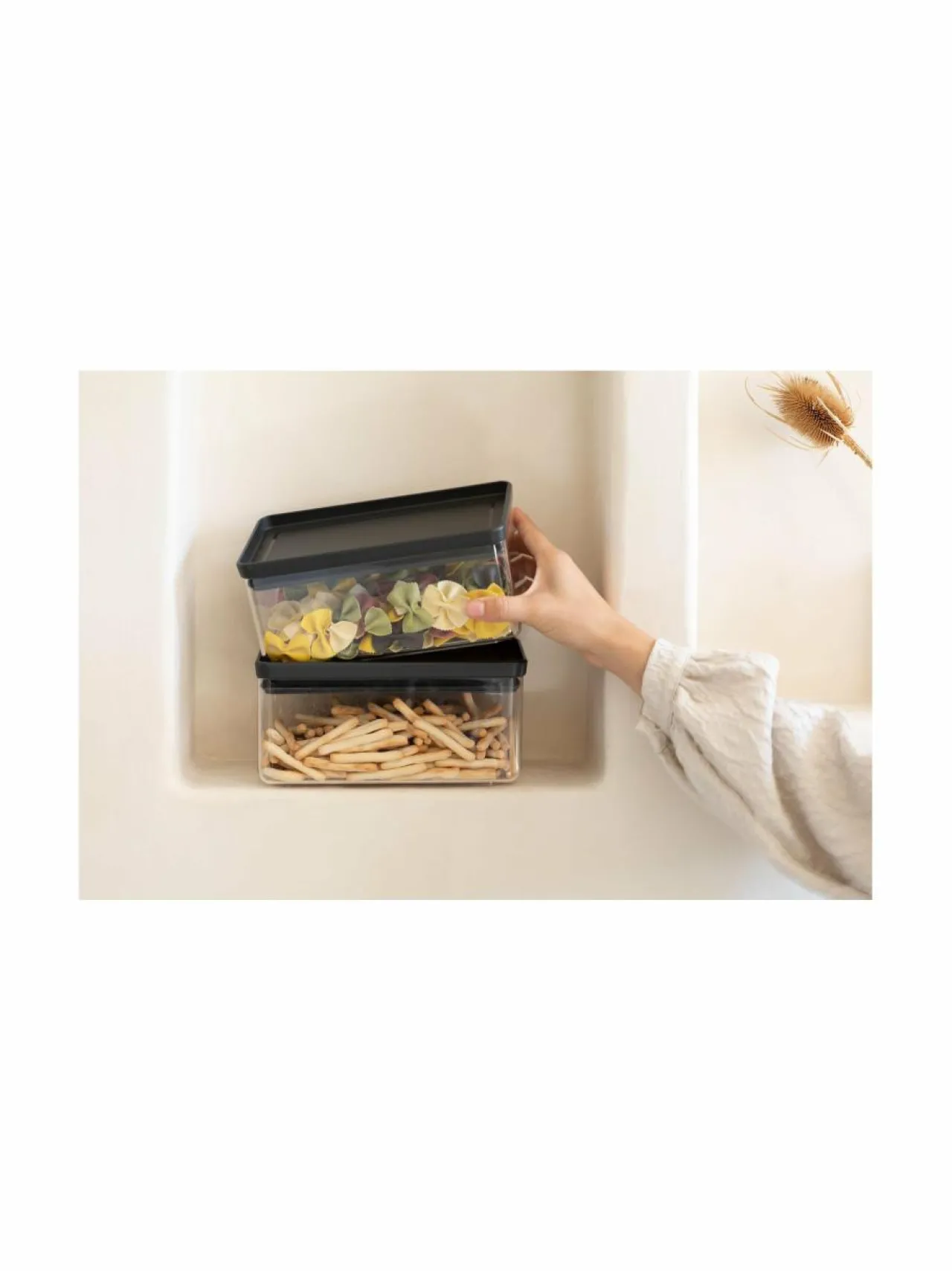 Keittiötarvikkeet<Brabantia Tasty+Stackable -säilytysastia 1,5 l CHARCOAL DARK GREY