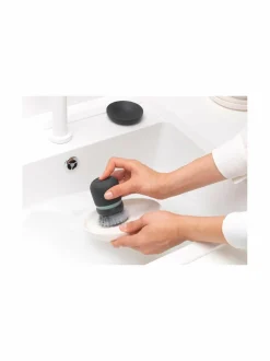 Keittiötarvikkeet<Brabantia Tiskiharja saippuatäytöllä DARK GREY