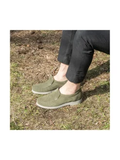 Kävelykengät & Loaferit<Pomar TOPI Miesten mokkasiinit MOSS SUEDE/GREY SOLE