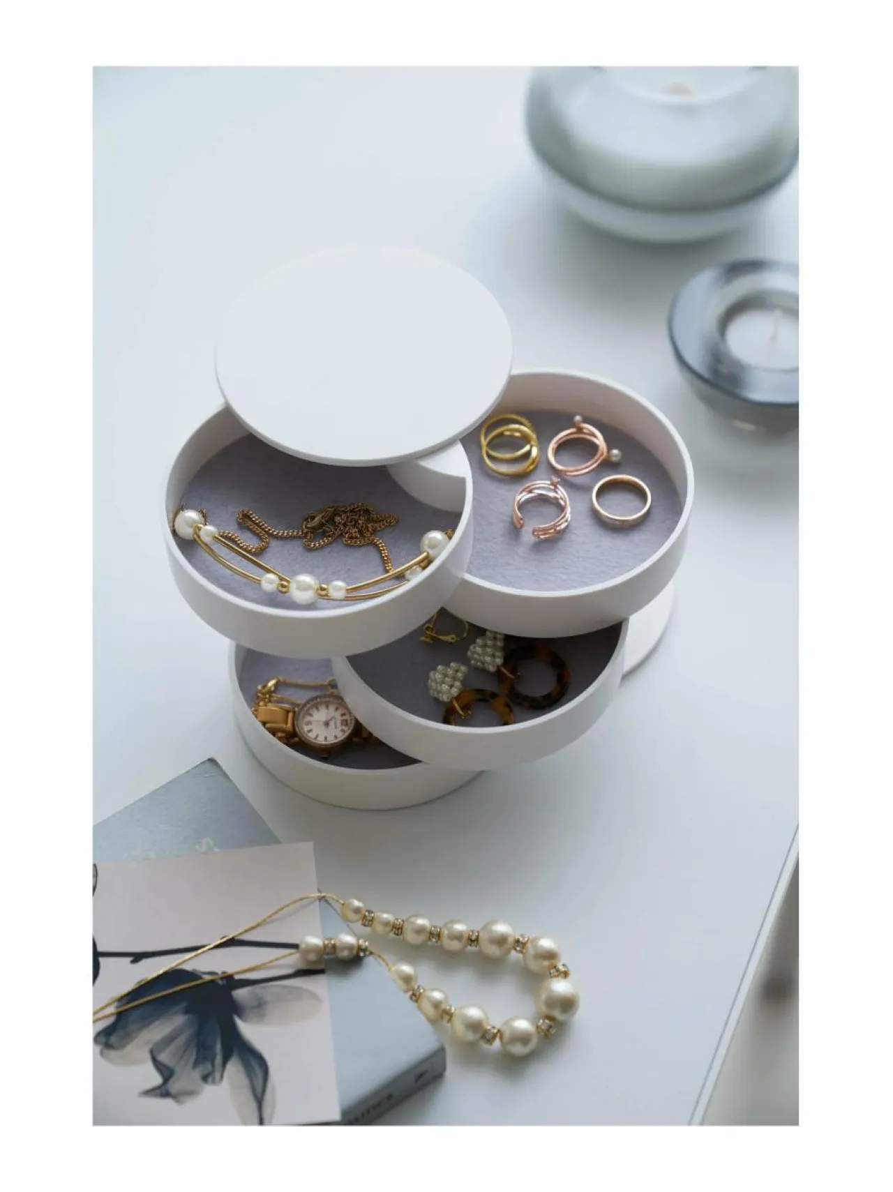 Säilytys<Yamazaki Tower Accessory Tray -korulipas WHITE