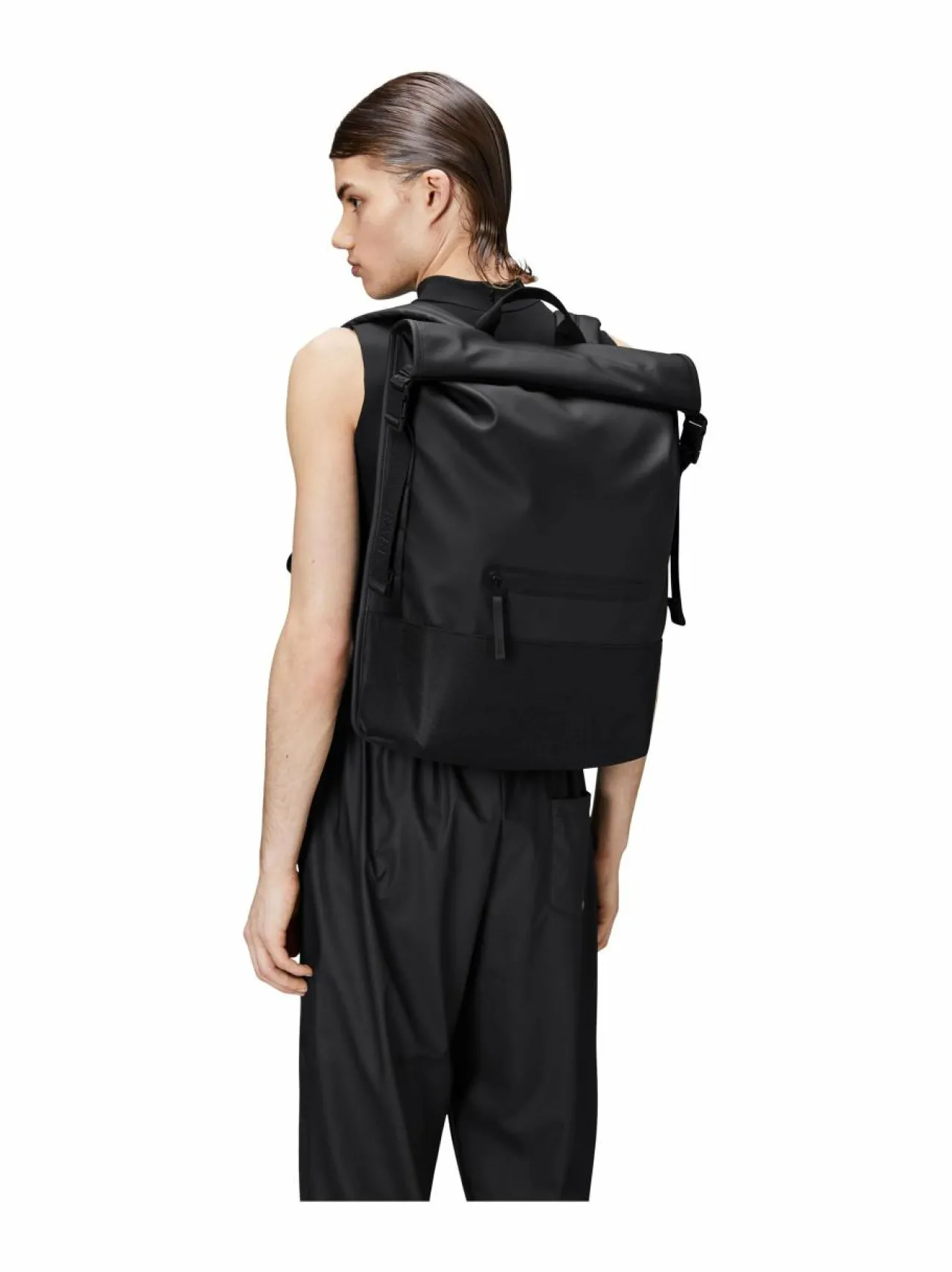Reput|Reput<Rains Trail Rolltop W3 - vedenpitävä reppu 01 BLACK