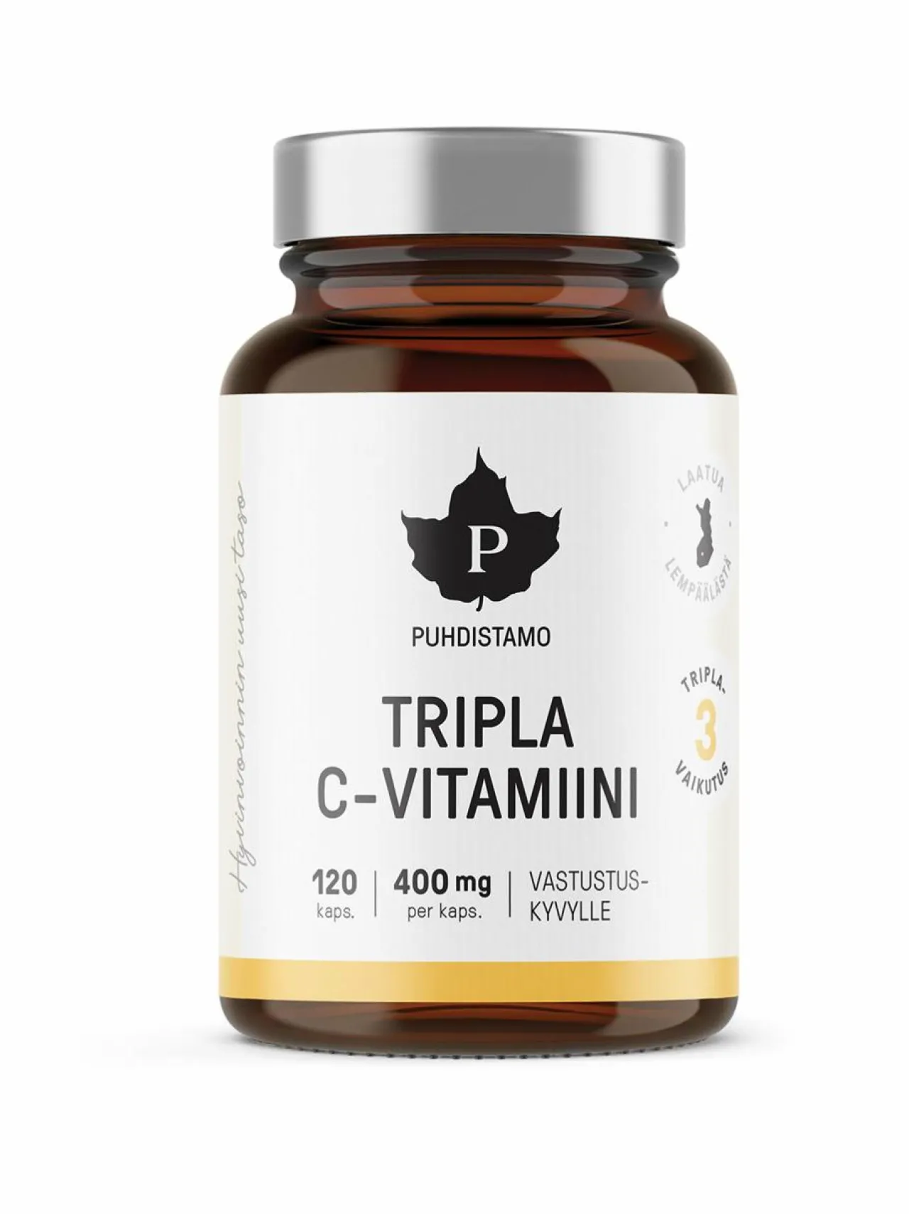 Vitamiinit<Puhdistamo Tripla C-vitamiini 400 mg -ravintolisä 120 kaps.