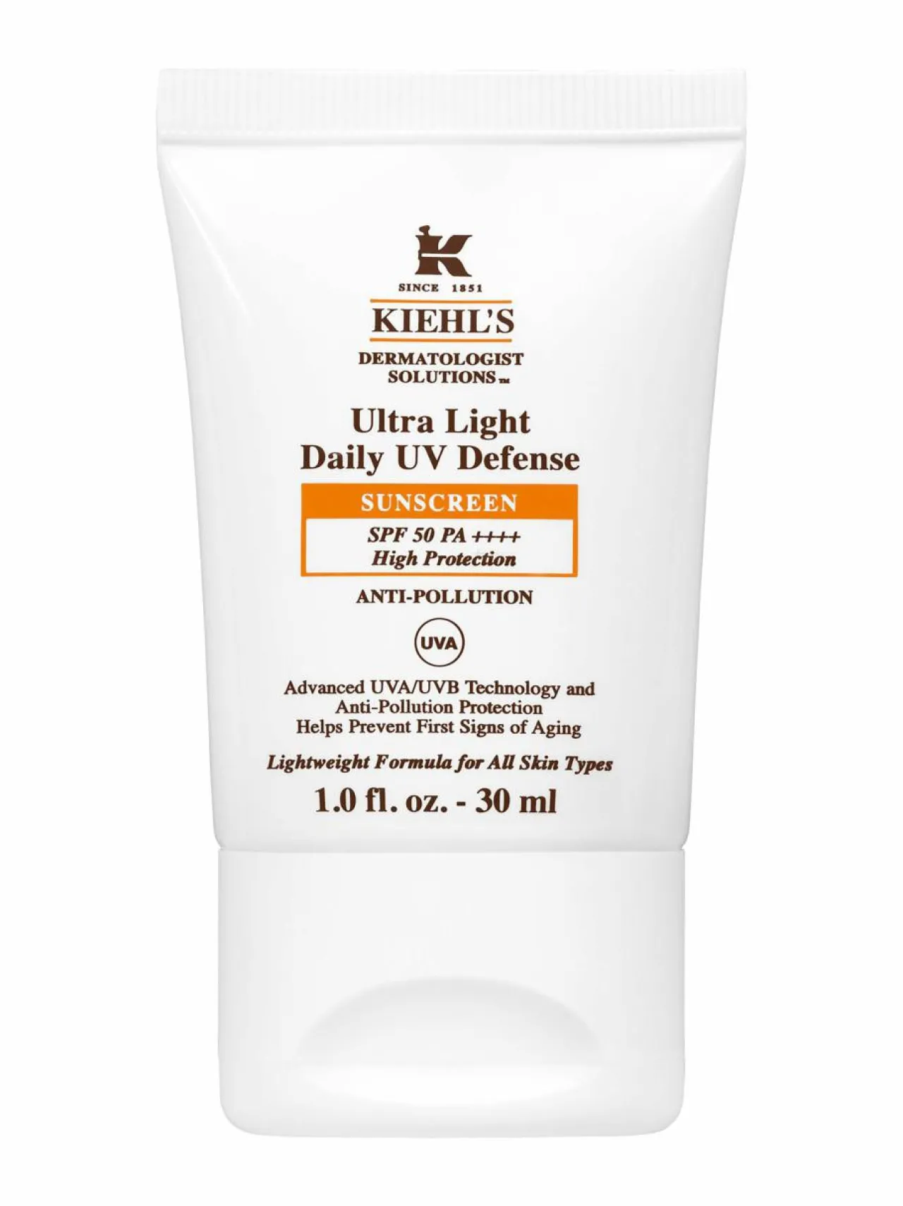Aurinkotuotteet<Kiehl's Ultra Light Daily UV Defense SPF50+ -aurinkosuojavoide kasvoille 30 ml