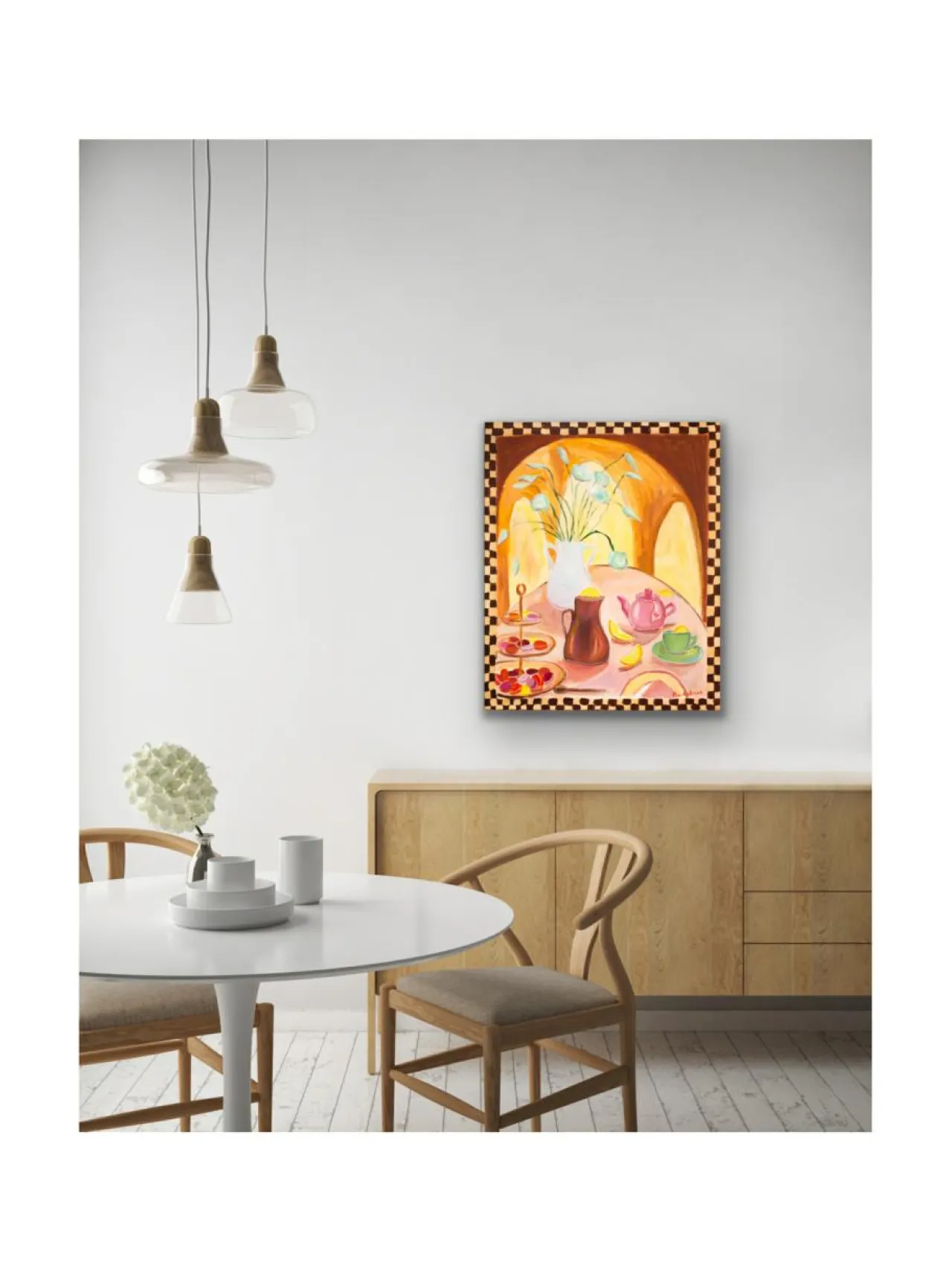Taulut & Julisteet<Pia Rydman Art Vaaleanpunainen teehetki, 73x60 cm, akryylimaalaus, Pia Rydman