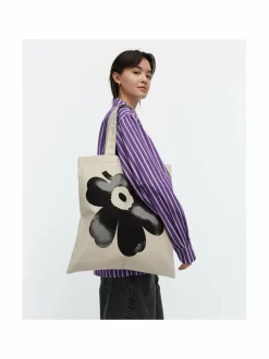Shopperit<Marimekko Vankka Akvarelli Unikko Kioski -shopperi 899 BLACK, GREY, OFF WHITE