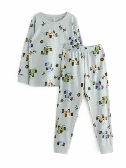 Yöasut & Kylpytakit<Lindex Vehicle- pyjama 2-osainen 8403 LIGHT DUSTY BLUE