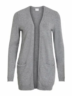 Neuleet<Vila Viril-avoin neuletakki MEDIUM GREY MELANGE