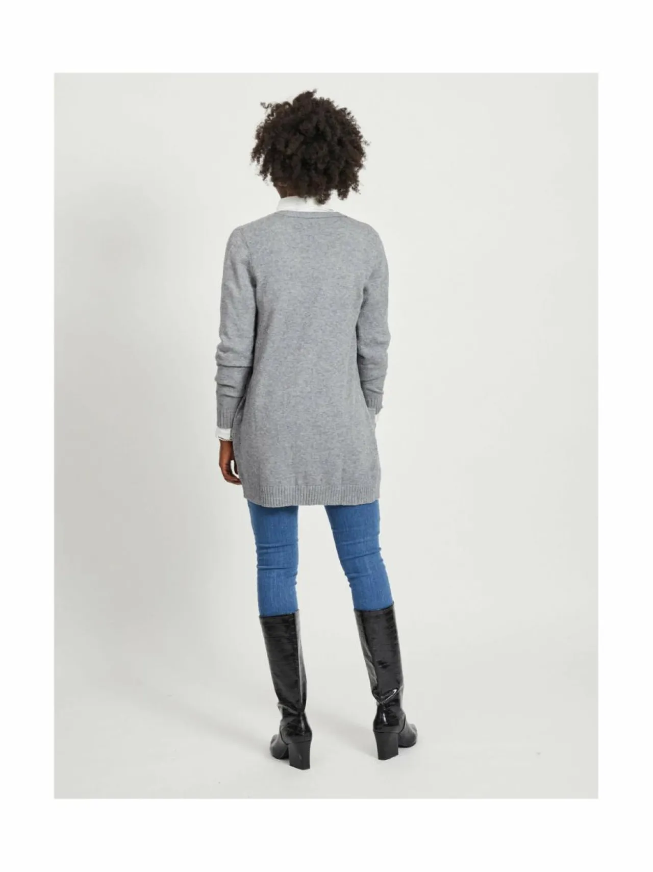 Neuleet<Vila Viril-avoin neuletakki MEDIUM GREY MELANGE