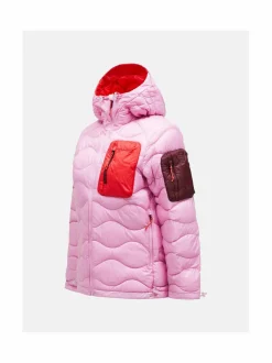 Urheilutakit|Takit<Peak Performance W Helium Utility Hood -untuvatakki 060 MORNING DEW/BRILLIANT RED
