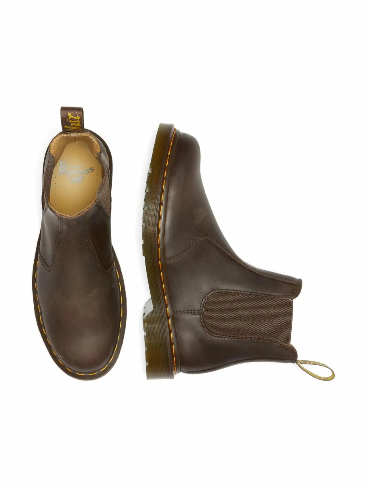 Nilkkurit<Dr. Martens Yellow Stitch Crazy Horse Chelsea -bootsit DARK BROWN