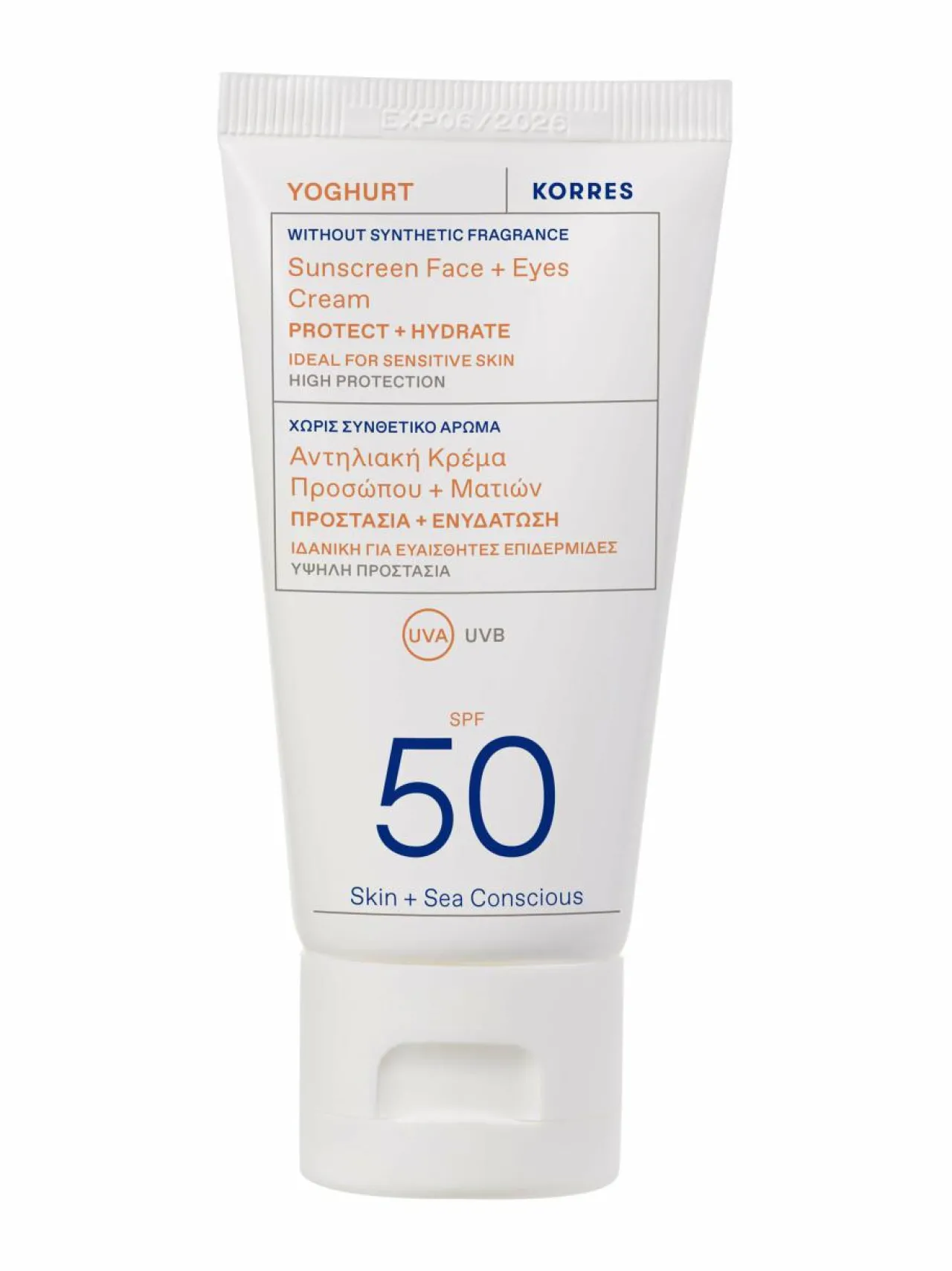 Aurinkotuotteet<Korres Yoghurt Sunscreen Face + Eyes Gel-Cream SPF 50 -geelivoide